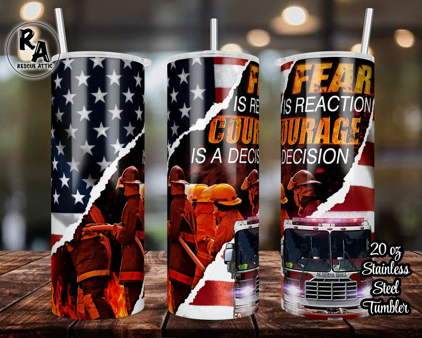 Fear is a Reaction Courage is a Decision 20oz Skinny Tumbler