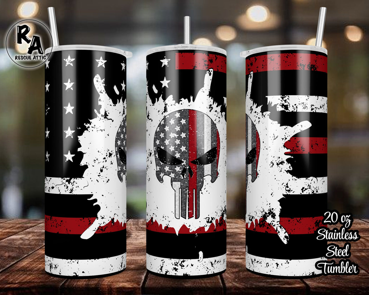 Red Line Punisher 20oz Skinny Tumbler