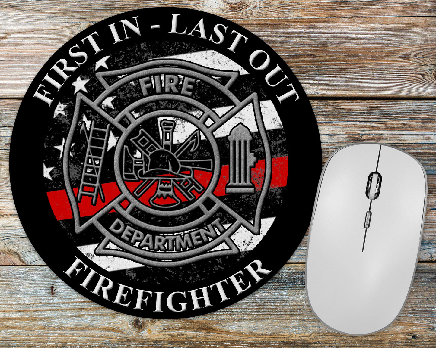 Thin Red Line Maltese Cross Firefighter Mousepad