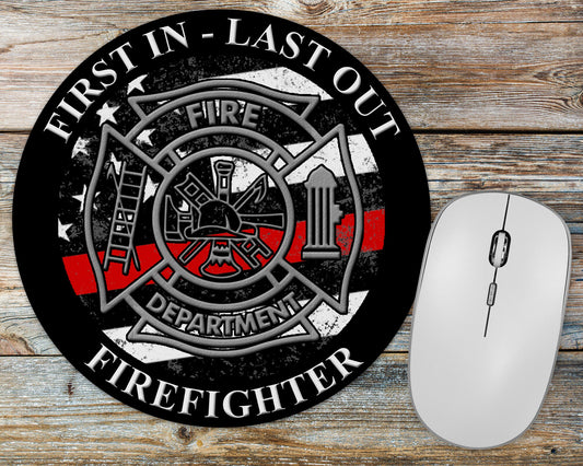 Thin Red Line Maltese Cross Firefighter Mousepad