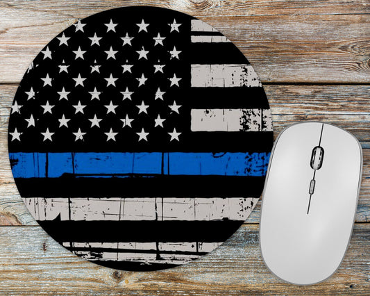 Blue Line American Flag Mousepad