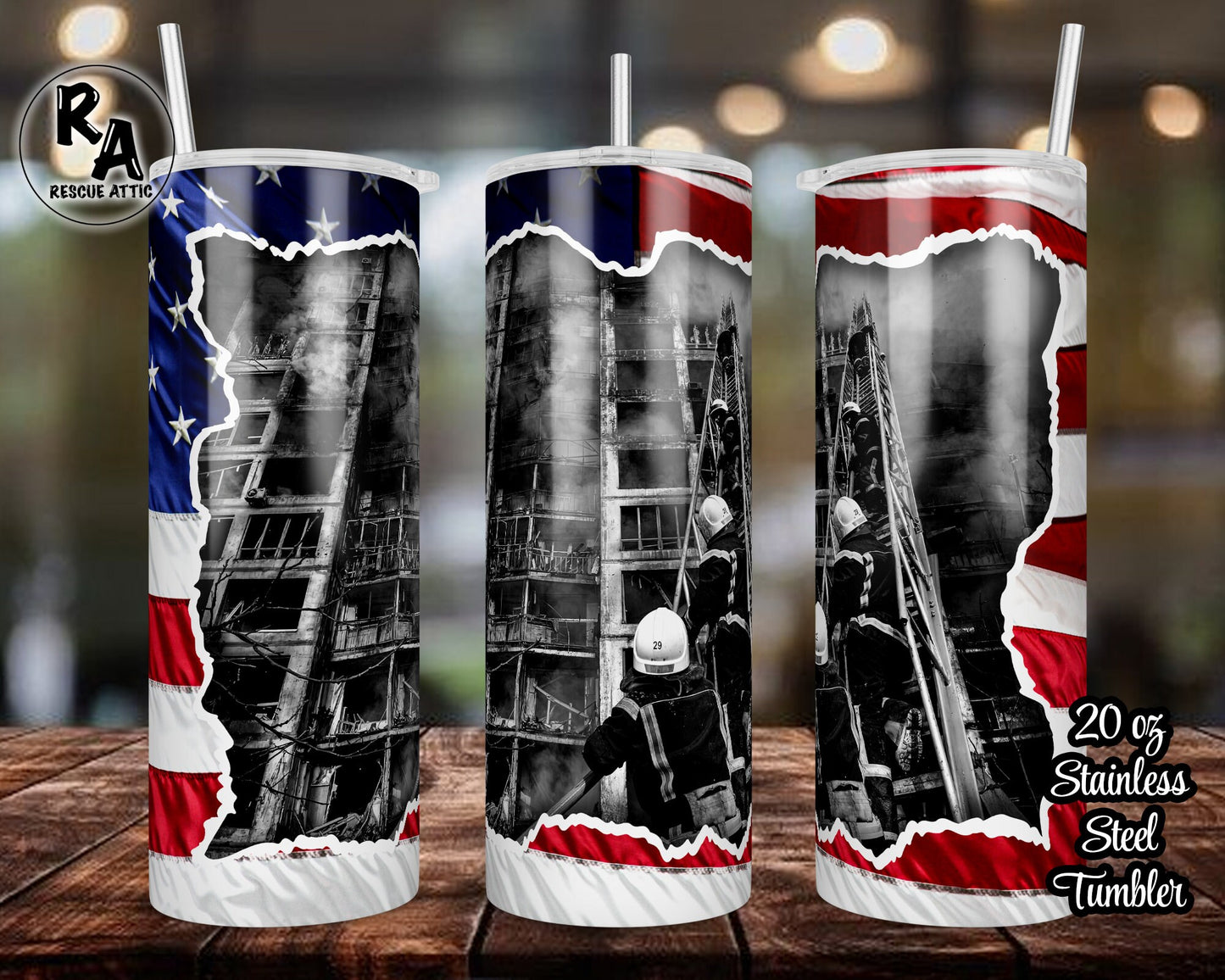 Firefighter Photograph 20oz Skinny Tumbler