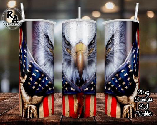 Bald Eagle American Flag 20oz Skinny Tumbler