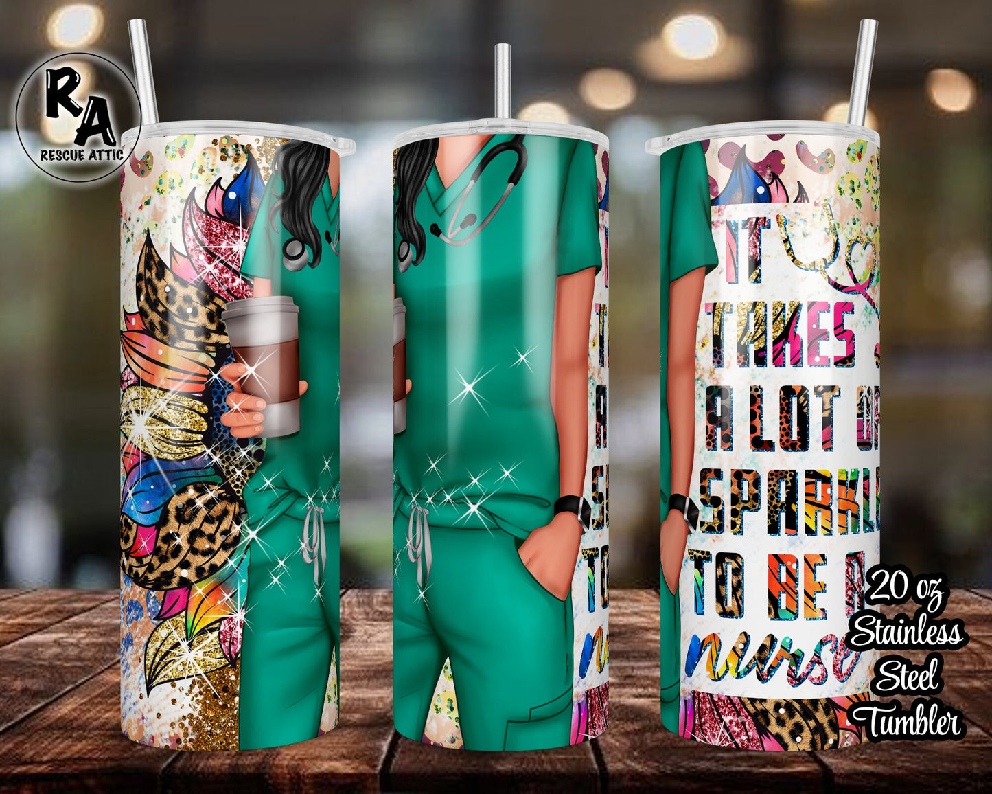 It Takes A Lot of Sparkle To Be A Nurse 20oz Skinny Tumbler