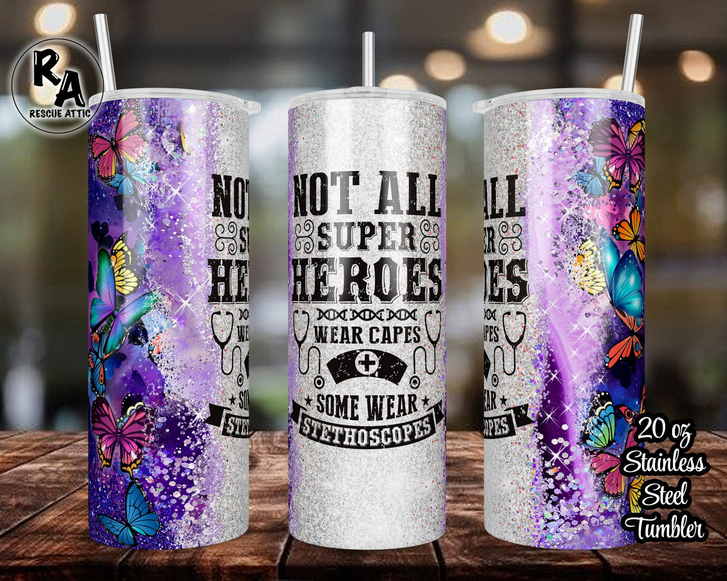 Butterfly Not All Superheroes Wear Capes 20oz Skinny Tumbler