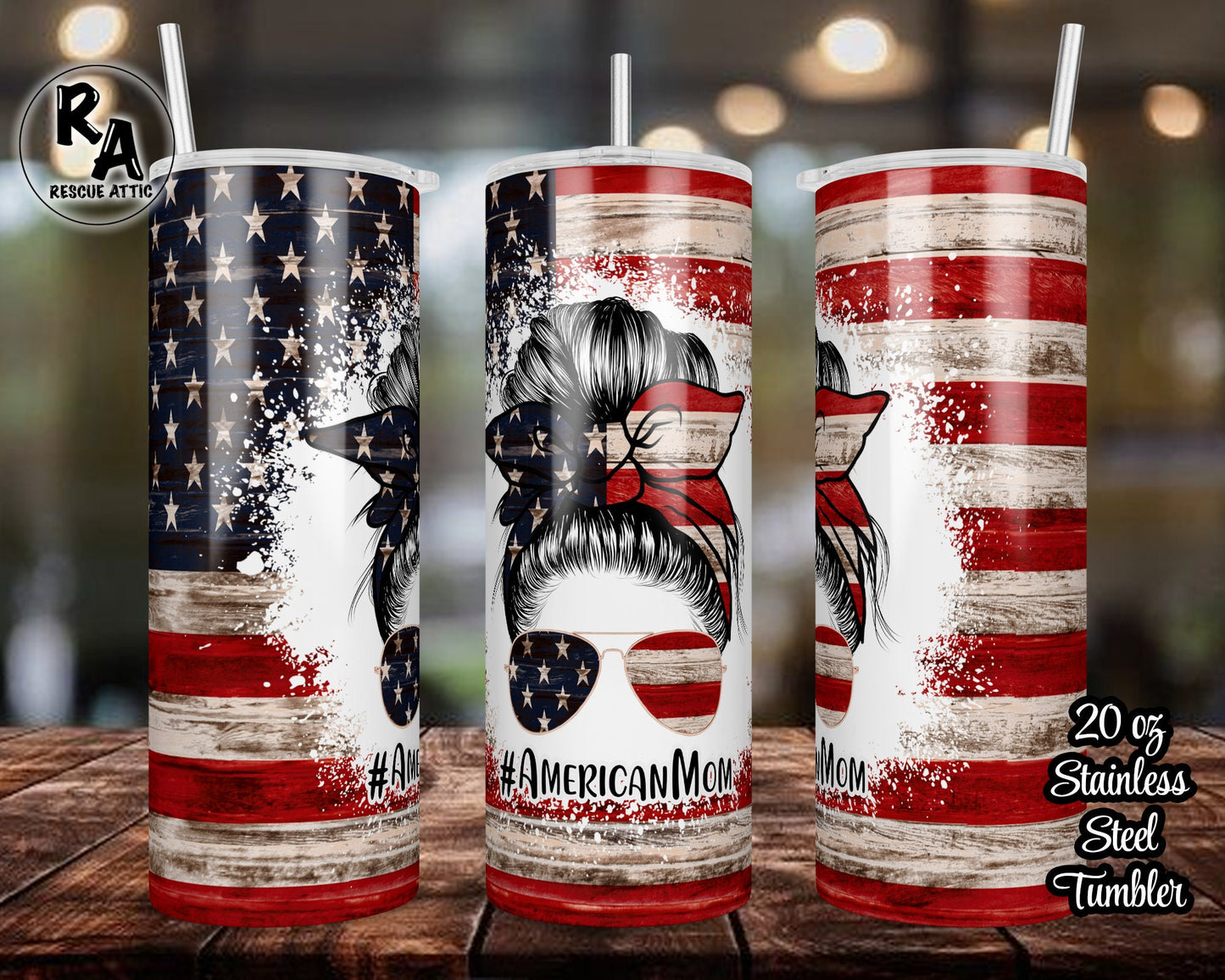 American Mom Patriotic 20oz Skinny Tumbler