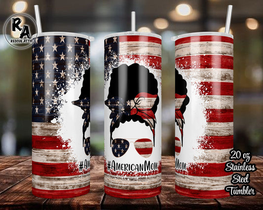 American Mom Patriotic 20oz Skinny Tumbler