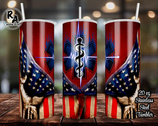 Star of Life American Flag 20oz Skinny Tumbler