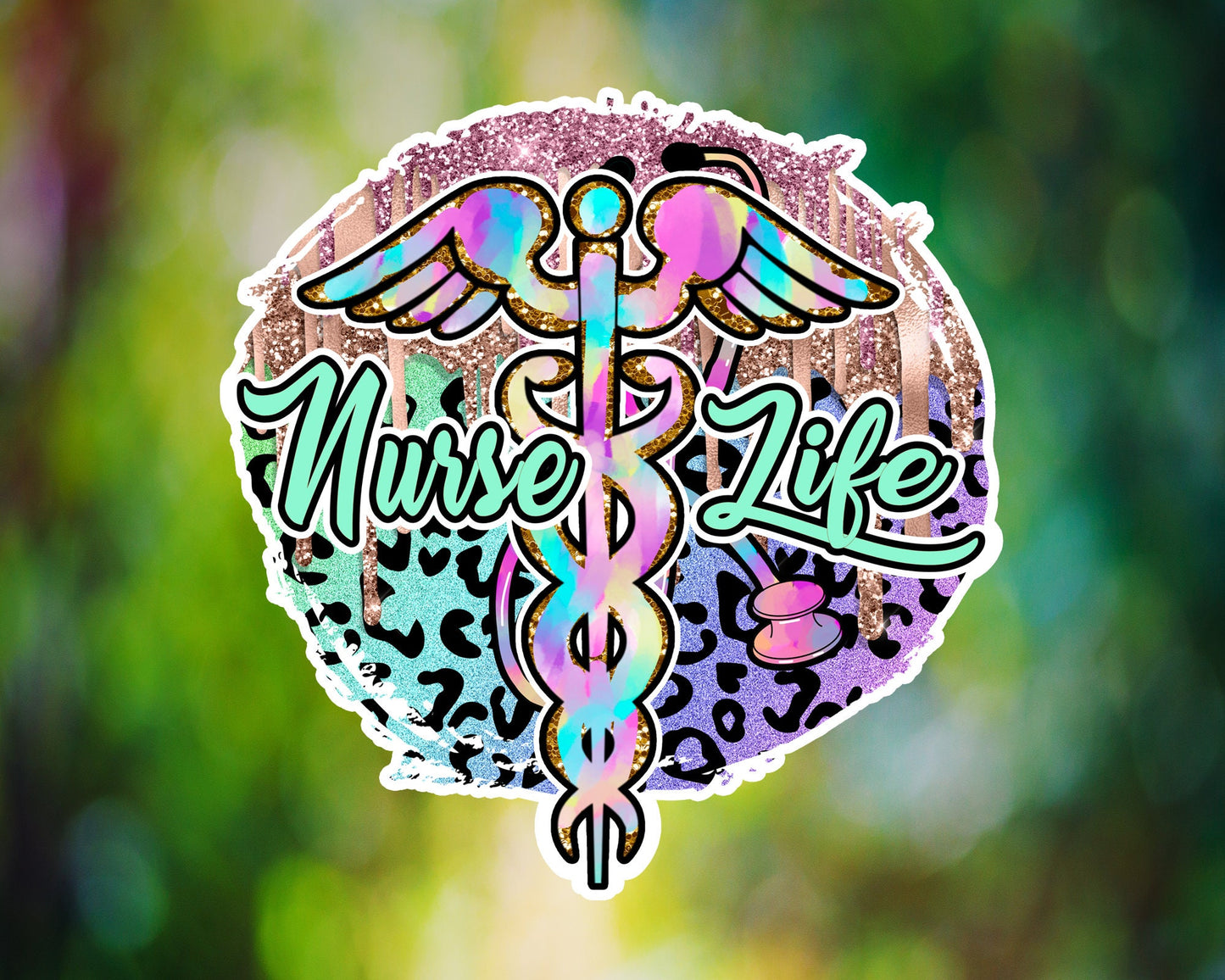 Nurse Life Faux Glitter Caduceus