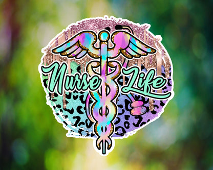 Nurse Life Faux Glitter Caduceus