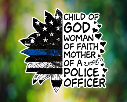 Police Officer Mother Vinyl Decal Full Color Vinyl Sticker