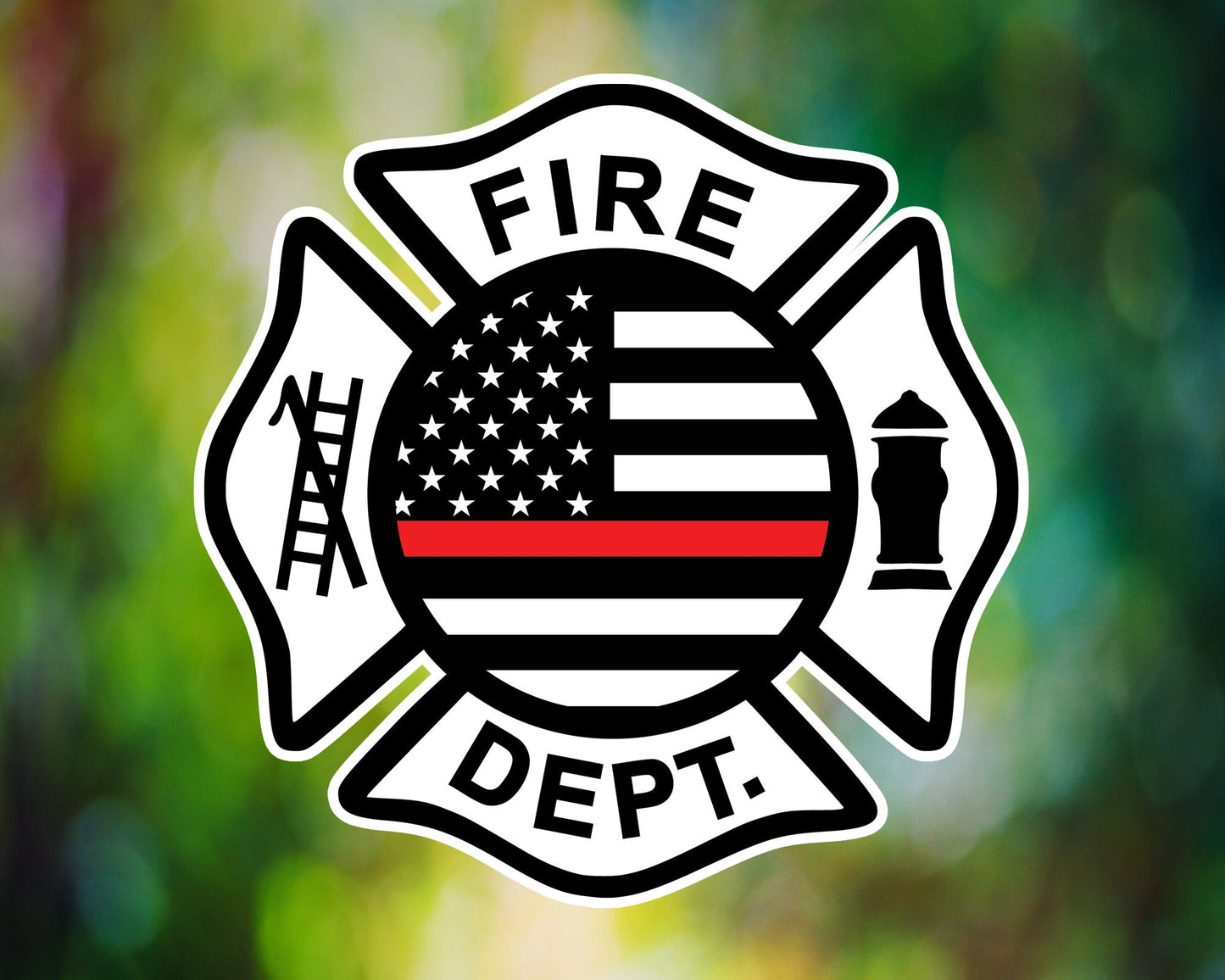 Fire Department Maltese Cross Full Color Vinyl Sticker